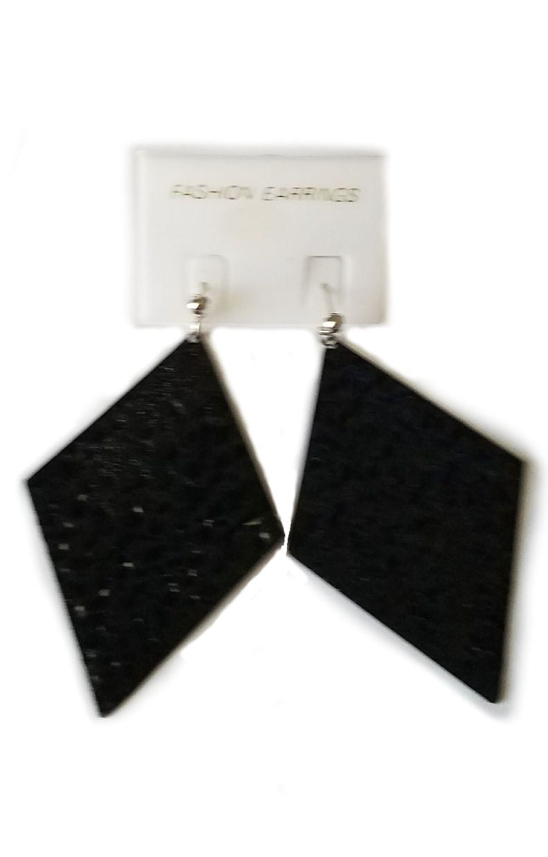 Black Metal Diamond-Shaped Earrings