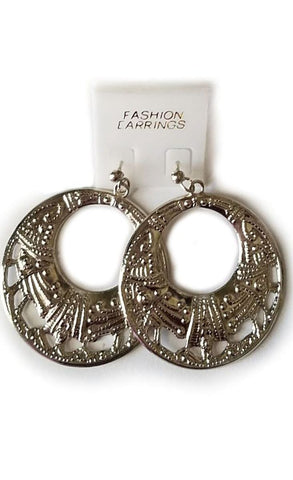 Silver Open Circle Hoop Earrings